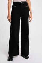 high waisted wide leg jeans black women High-waisted wide-leg jeans black women
