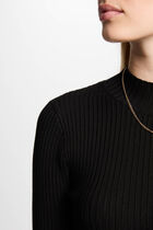 Pull col montant dos dentelle noir femme