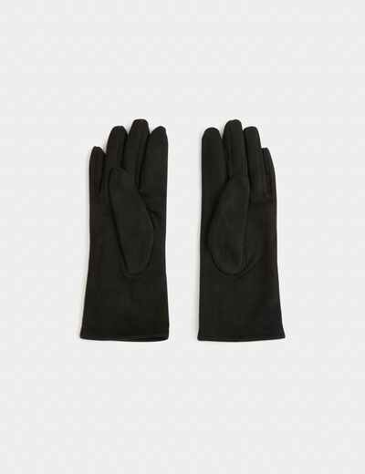 Gloves with rhinestones black ladies'