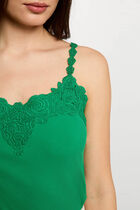 Lace tank top with square neckline meadow green women