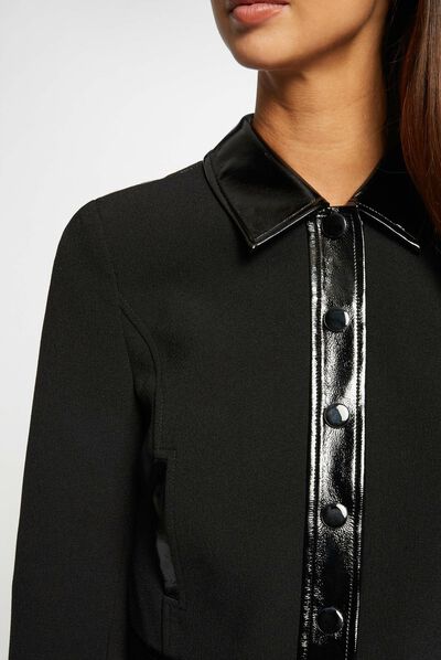 Straight jacket with vinyl details black ladies'