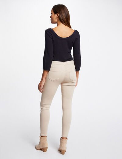 Cropped skinny trousers with 5 pockets beige ladies'