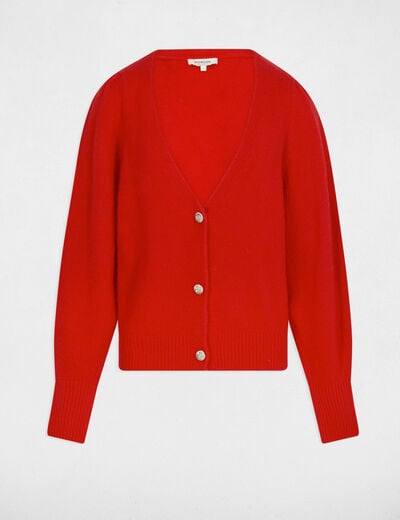 Cardigan with puff sleeves red women