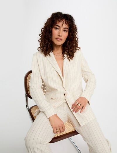 Striped blazer beige women