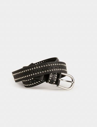 Belt with studs and perforations black women