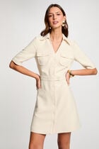Buttoned A-line mini dress ecru women