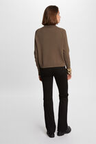 Pull manches longues effet croisé vert kaki femme
