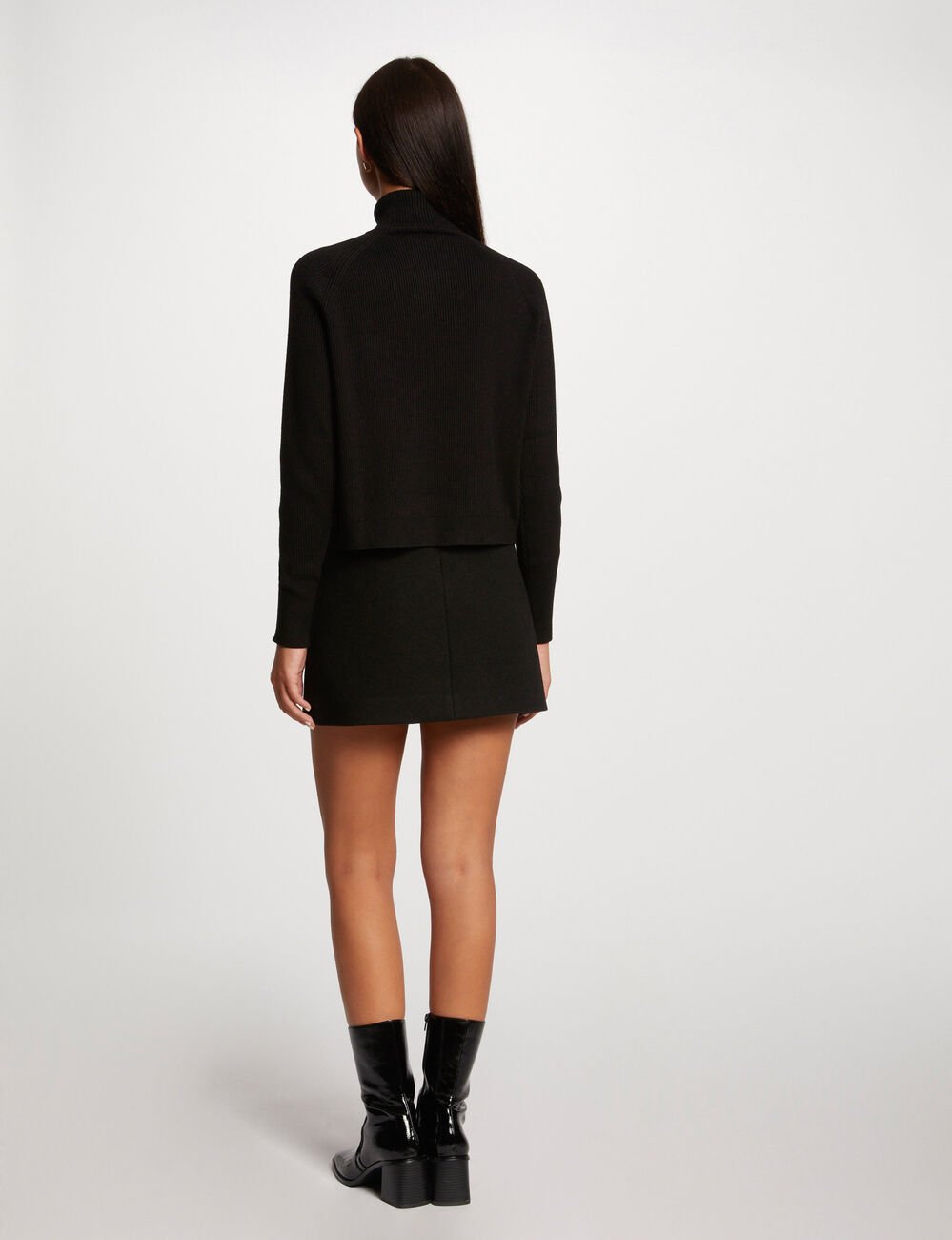 Long-sleeved jumper wrap-over effect black women