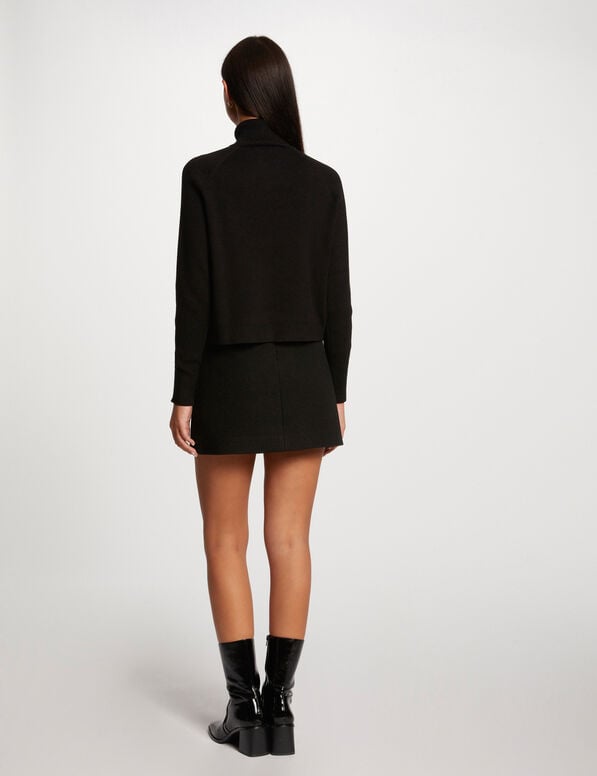 Long-sleeved jumper wrap-over effect black women
