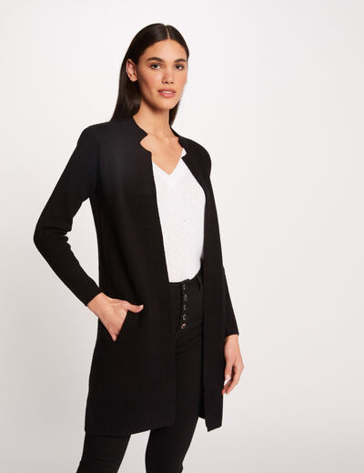 Straight Knit Vest with Notched Collar dark grey women