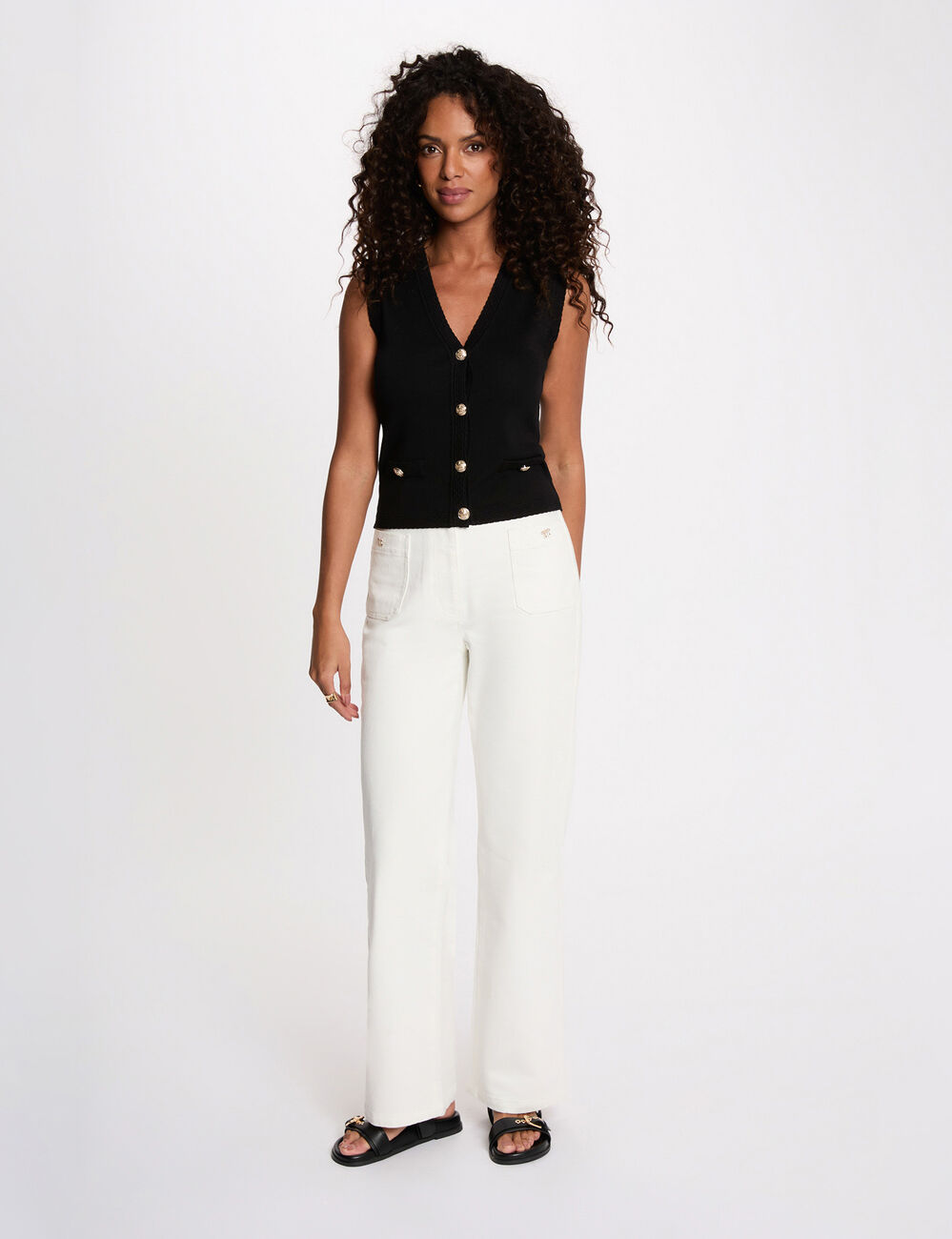Sleeveless V-neck cardigan black women