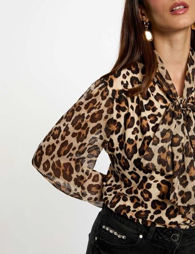 T-shirt with lavallière collar multicolor women