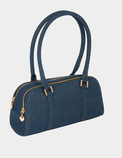 Denim baguette bag denim stone women