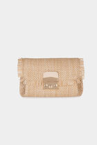 Braided bag with fringes sand women