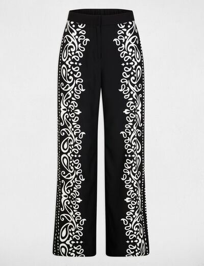 Flowy printed trousers black women