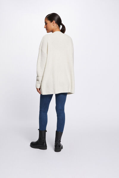 Long-sleeved cardigan beige ladies'