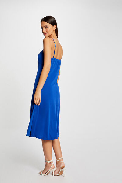 Loose A-line dress with straps electric blue ladies'