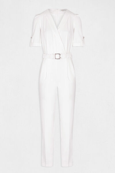 Straight belted jumpsuit ecru ladies'