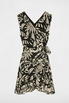 Printed wrap dress black women