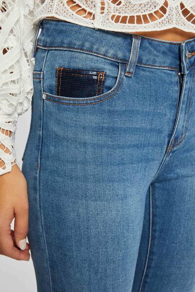 Skinny jeans with sequins details stone denim ladies'