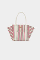 Striped tote bag ivory women