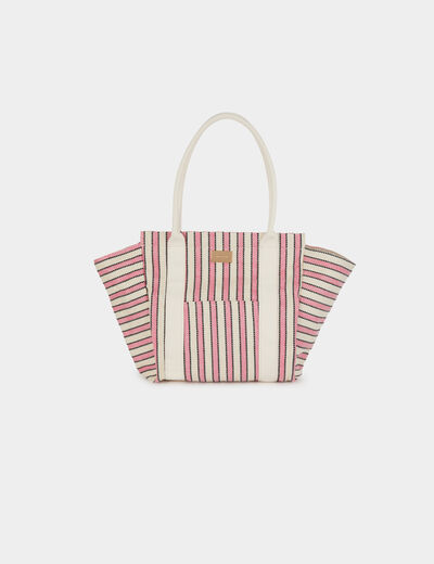 Striped tote bag ivory women