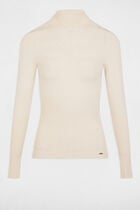 Fitted high neck sweater ivory women