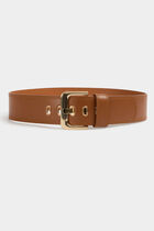 Wide faux leather belt camel women