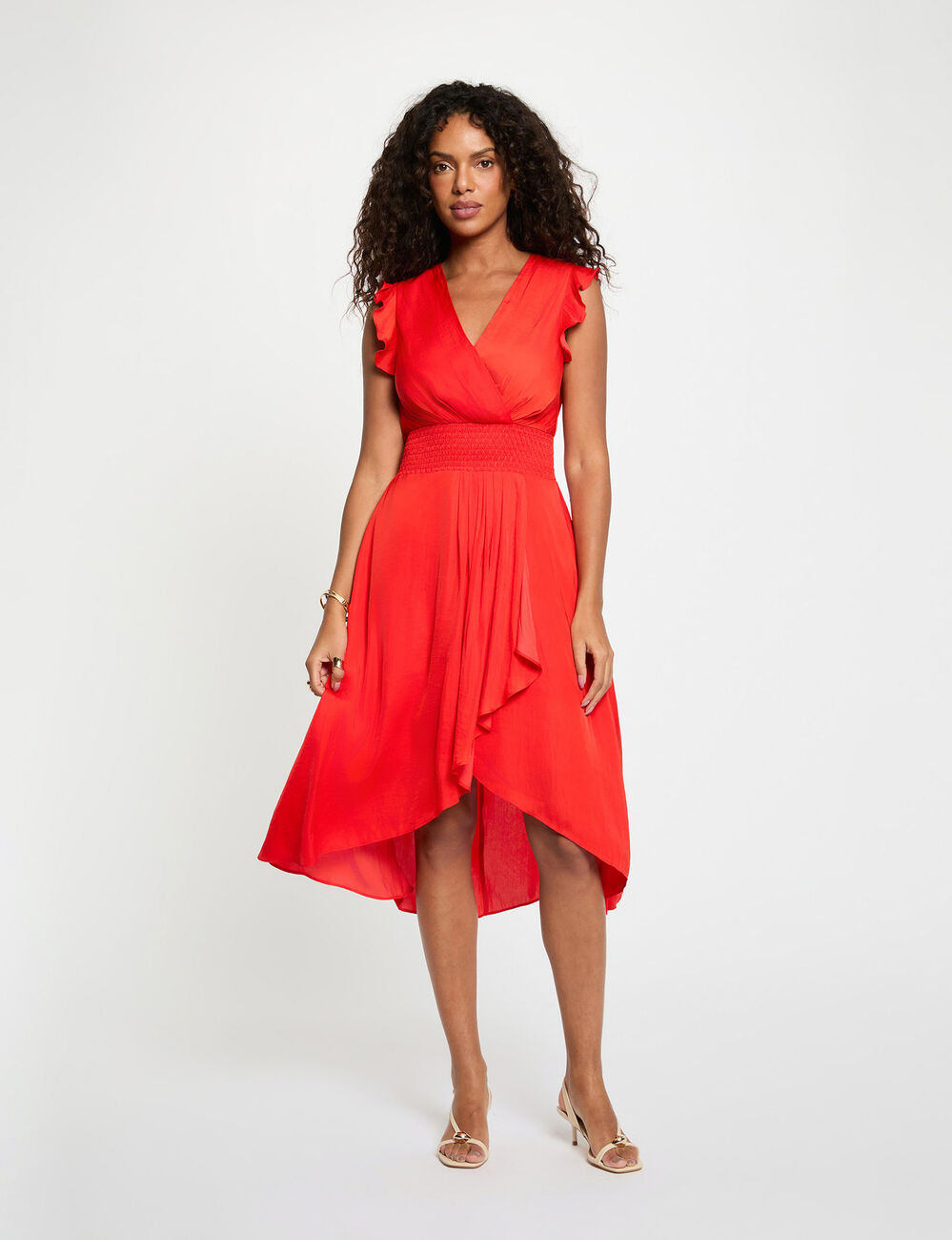 Sleeveless loose straight dress bright red women