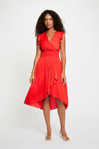 Sleeveless loose straight dress bright red women