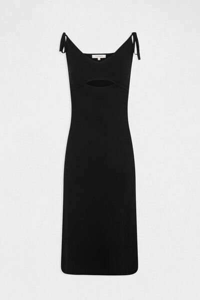 Straight jumper dress with thin straps black ladies'