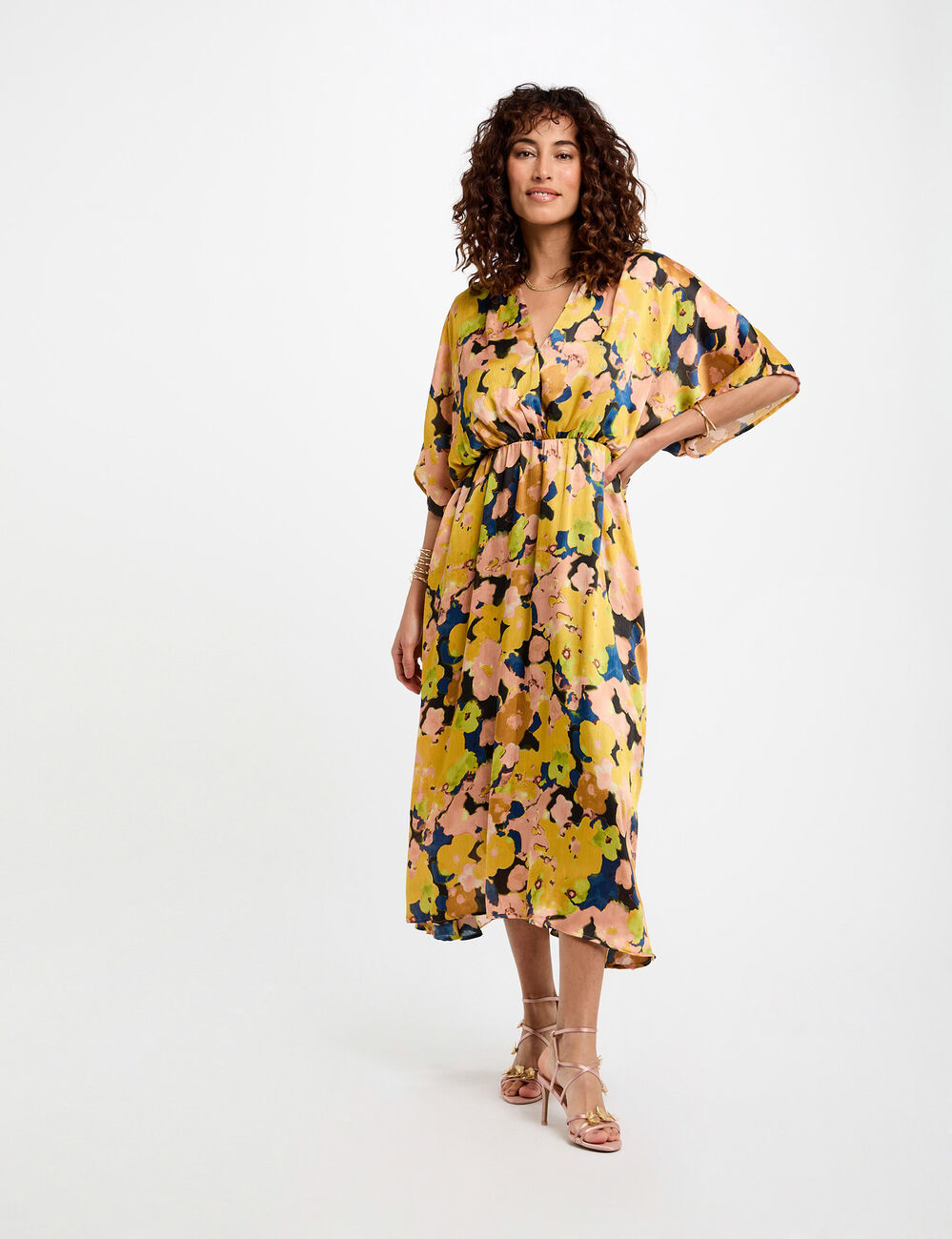 Printed straight midi dress multicolor women