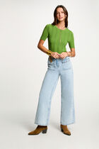 Short-sleeved jumper aniseed green women