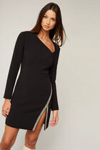 Fitted dress with asymmetrical neckline black women