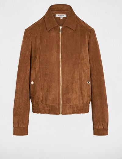 Suede jacket cognac brown women