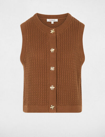 Sleeveless sweater camel women