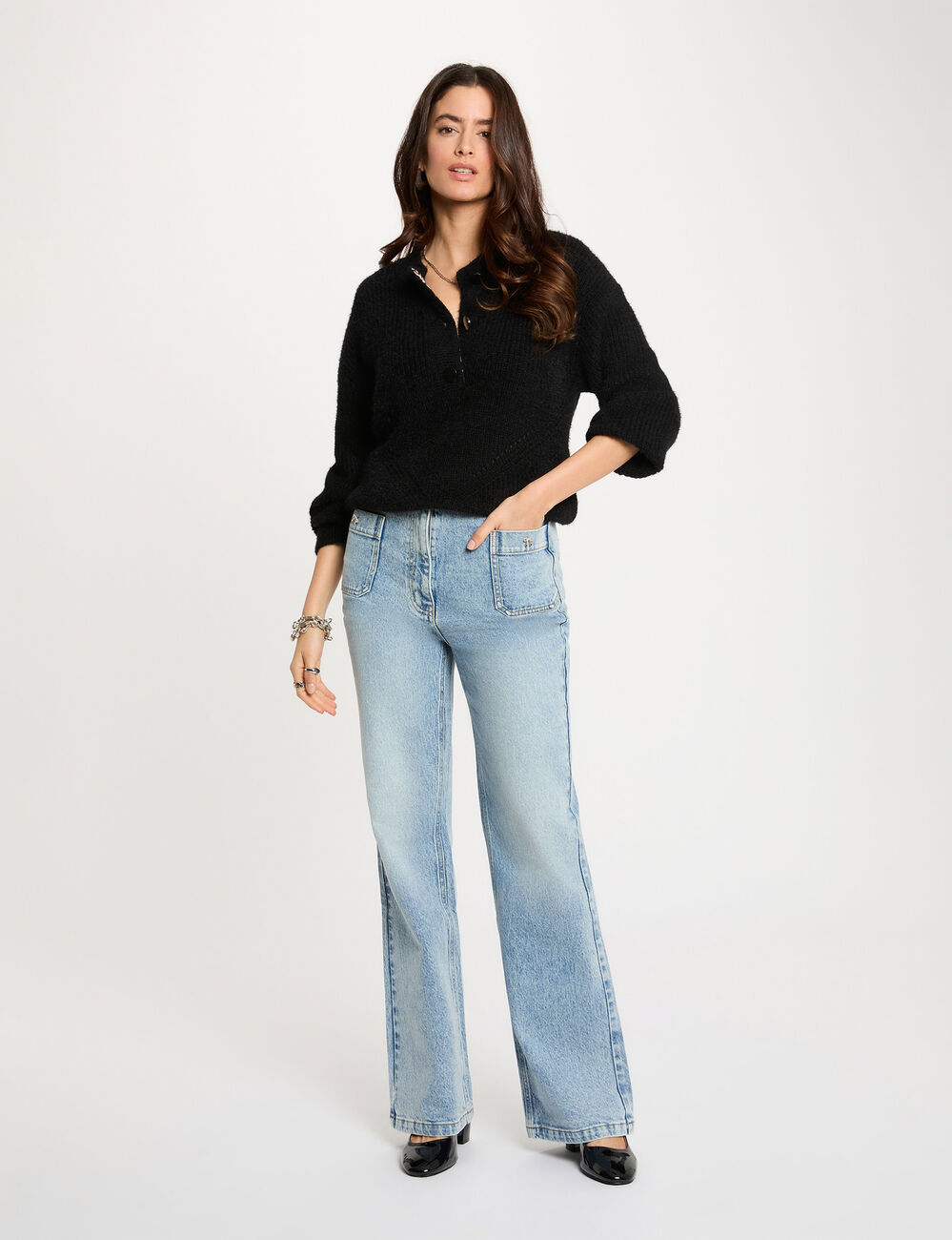 Straight sweater with round neck black women