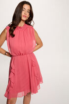 Short dress with high neck antique pink women
