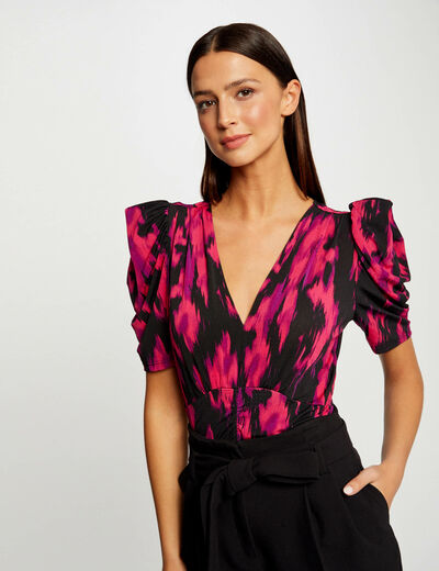Short-sleeved t-shirt abstract print multicolored women