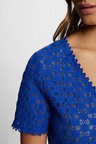 Short-sleeved t-shirt with lace electric blue women