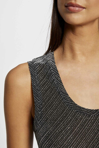 Vest top wide straps with round neck silver ladies'