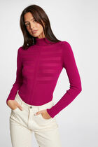 Fitted high neck sweater dark pink women