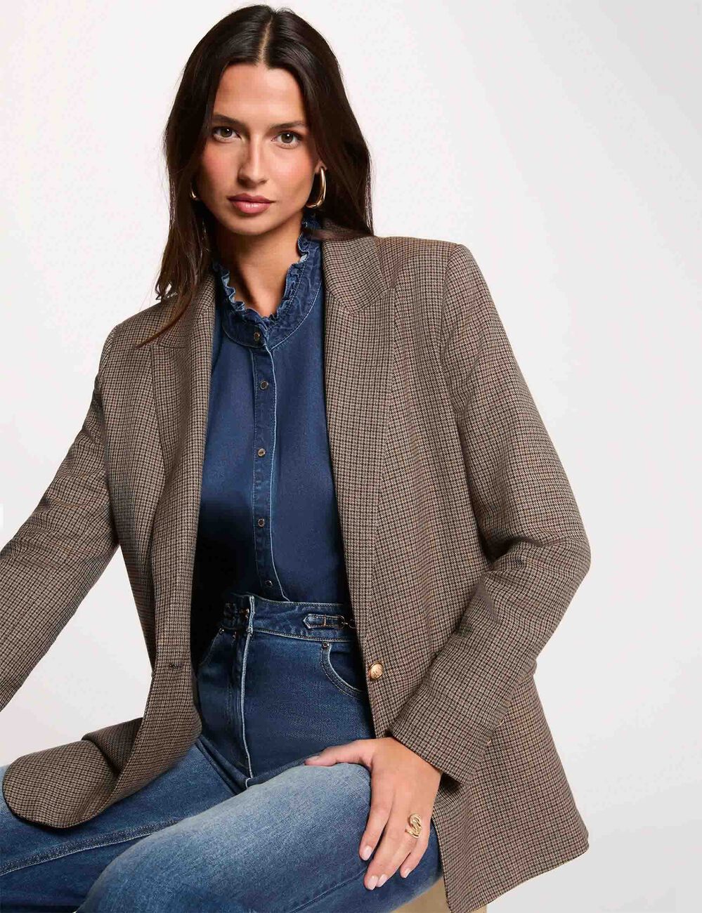 Straight jacket with tailored collar multicolor women