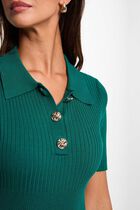 Sweater with a turned-down collar green women