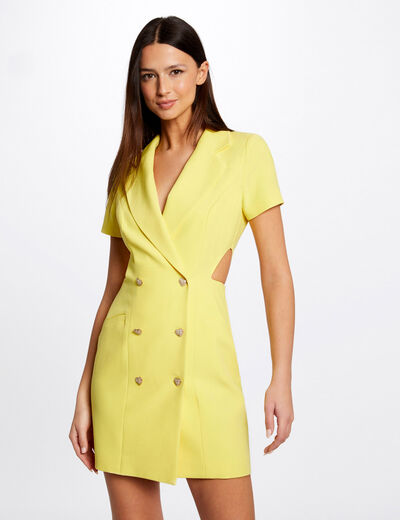 Wrap dress with openings yellow ladies'