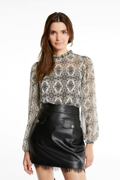 Long-sleeved printed t-shirt multico ladies'