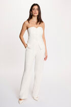 Wide-leg trousers with pinstripes white women