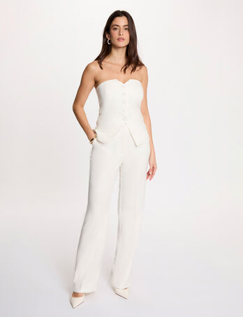 Wide-leg trousers with pinstripes white women