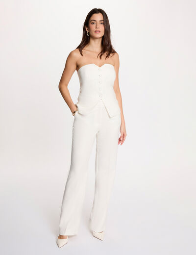 Wide-leg trousers with pinstripes white women