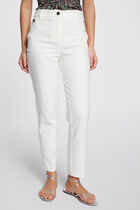 Cropped fitted trousers ecru women